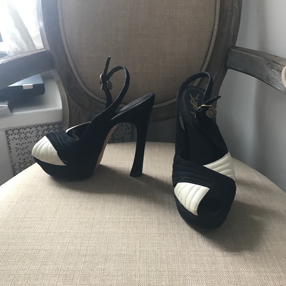 Yves Saint Laurent (YSL) Suede Platform Heels - Picture 3 of 8